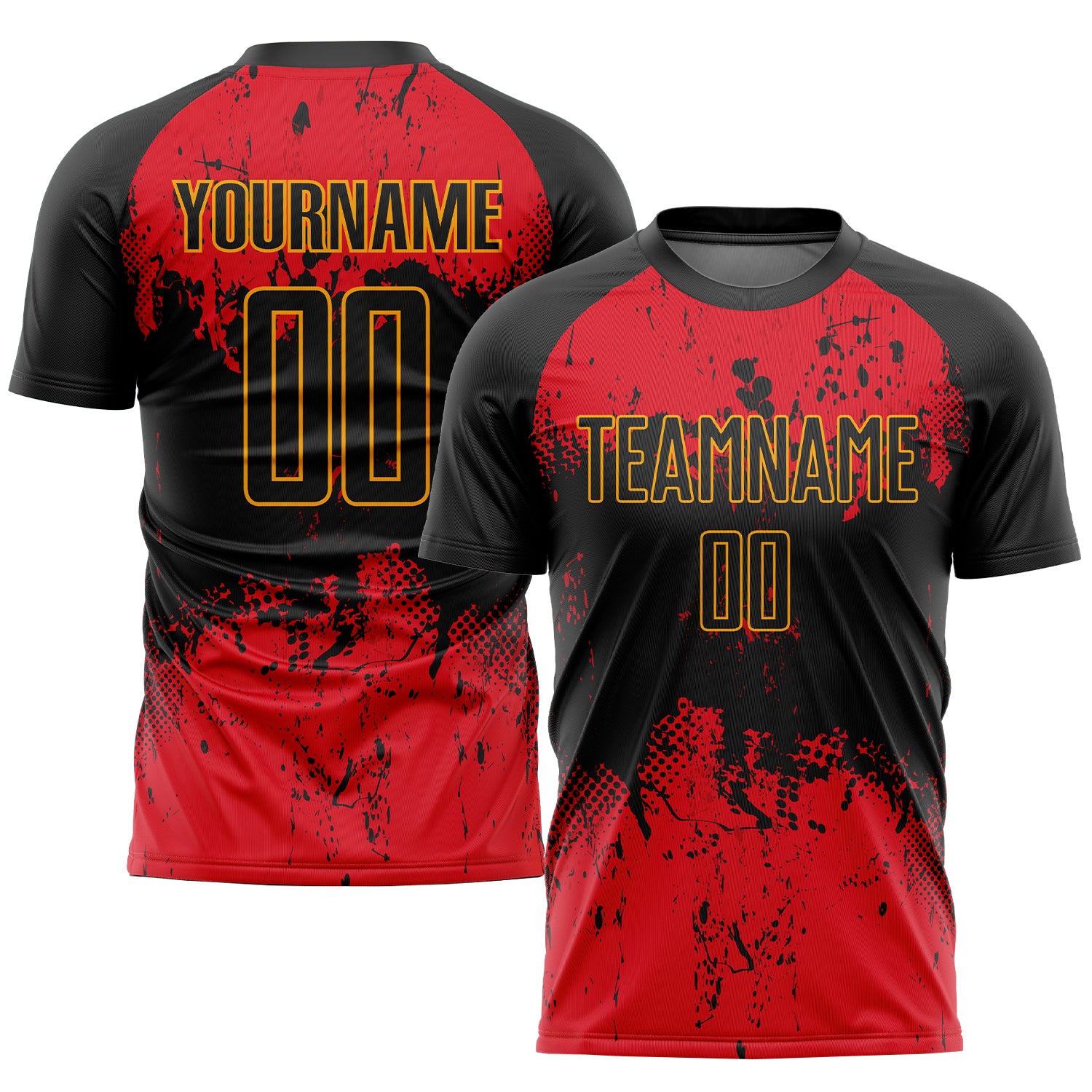 Personalized Black and Red Soccer Uniform Jersey for Kids, Custom Sublimation Design Personalized Black Black-Red Sublimation