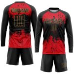 Personalized Black and Red Soccer Uniform Jersey for Kids, Custom Sublimation Design Personalized Black Black-Red Sublimation