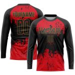 Personalized Black and Red Sublimation Soccer Jersey Uniform for Men and Women Personalized Black Black-Red Sublimation Soccer