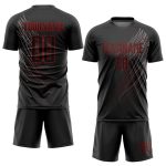 Custom Name and Number Sublimation Soccer Uniform Jersey - Personalized Black and Red Team Jersey Personalized Black Black-Red