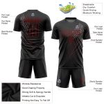 Custom Name and Number Sublimation Soccer Uniform Jersey - Personalized Black and Red Team Jersey Personalized Black Black-Red