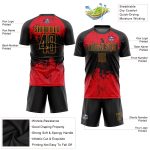 Personalized Black and Red Sublimation Soccer Jersey Uniform for Men and Women Personalized Black Black-Red Sublimation Soccer