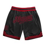 Personalized Basketball Shorts Black Red Throwback Style for Men and Women Personalized Black Black-Red Throwback Basketball
