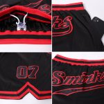 Personalized Basketball Shorts Black Red Throwback Style for Men and Women Personalized Black Black-Red Throwback Basketball