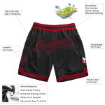 Personalized Basketball Shorts Black Red Throwback Style for Men and Women Personalized Black Black-Red Throwback Basketball