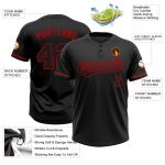 Custom Name Number Unisex Softball Jersey Black Red Two-Button Personalized Team Apparel Personalized Black Black-Red Two-Button
