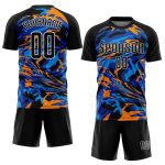 Custom Name and Number Soccer Jersey - Personalized Black Royal-Orange Sublimation Uniform Team Personalized Black Black