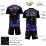 Personalized Sublimation Soccer Jersey - Black Royal-Red Uniform Personalized Black Black Royal-Red Sublimation Soccer Uniform