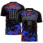 Personalized Sublimation Soccer Jersey - Black Royal-Red Uniform Personalized Black Black Royal-Red Sublimation Soccer Uniform