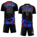 Custom Name and Number Sublimation Soccer Jersey - Personalized Black and Royal-Red Team Uniform Personalized Black Black