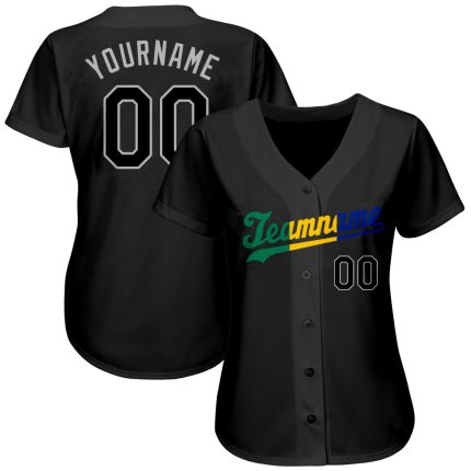 Personalized Black and Royal Split Fashion Baseball Jersey for Men and Women Personalized Black Black-Royal Split Fashion