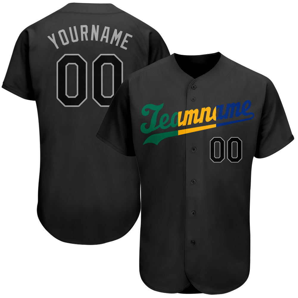 Personalized Black and Royal Split Fashion Baseball Jersey for Men and Women Personalized Black Black-Royal Split Fashion