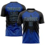 Custom Name and Number Personalized Black-Royal Soccer Jersey Uniform for Team - Sublimation Sportswear Personalized Black
