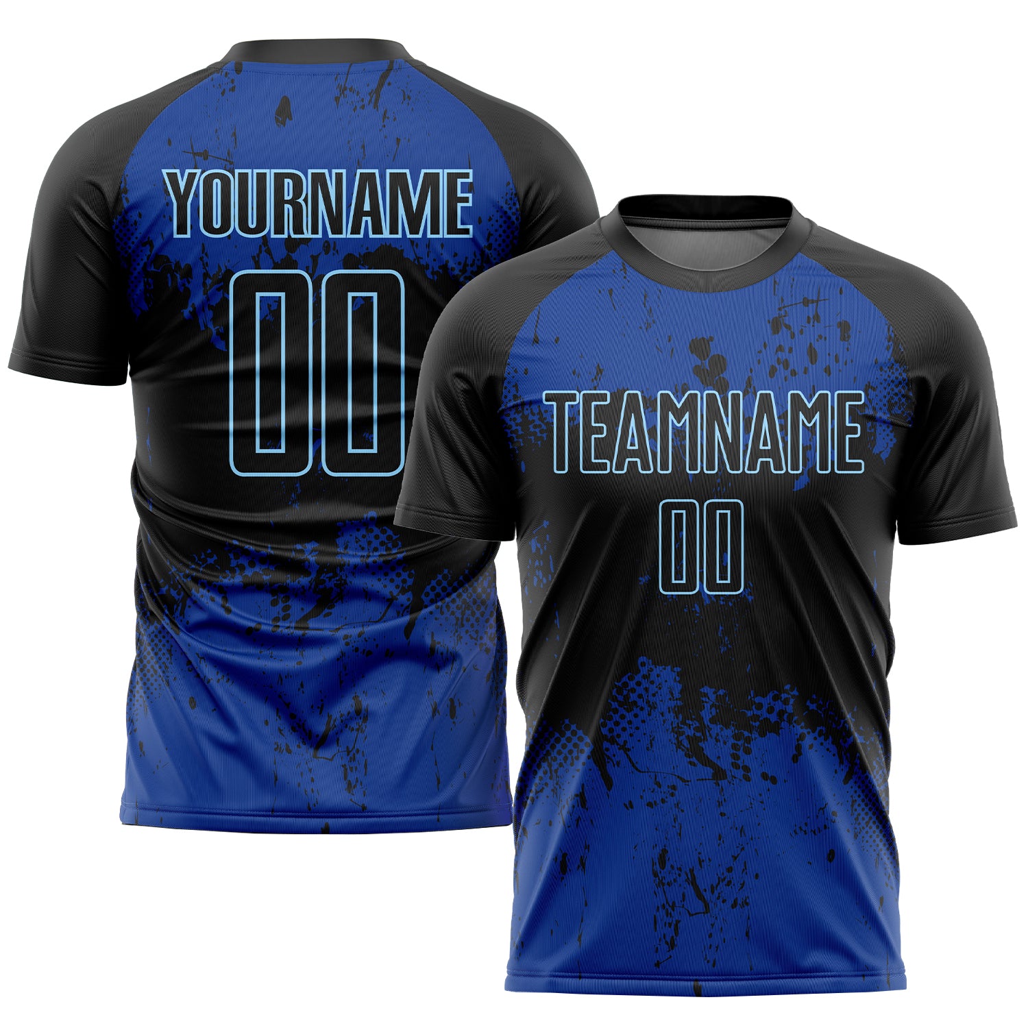 Custom Name and Number Personalized Black-Royal Soccer Jersey Uniform for Team - Sublimation Sportswear Personalized Black