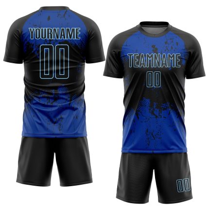 Custom Name and Number Personalized Black-Royal Soccer Jersey Uniform for Team - Sublimation Sportswear Personalized Black