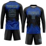 Custom Name and Number Personalized Black-Royal Soccer Jersey Uniform for Team - Sublimation Sportswear Personalized Black