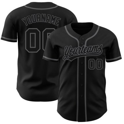Custom Black Steel Gray Authentic Baseball Jersey with Personalized Name and Number Personalized Black Black-Steel Gray Authentic