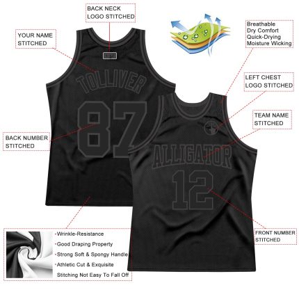 Custom Black Steel Gray Basketball Jersey - Personalized Throwback Design Personalized Black Black-Steel Gray Throwback Basketball