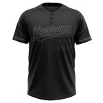 Personalized Unisex Softball Jersey - Black Steel Gray Two-Button Design Personalized Black Black-Steel Gray Two-Button Unisex