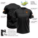 Personalized Unisex Softball Jersey - Black Steel Gray Two-Button Design Personalized Black Black-Steel Gray Two-Button Unisex