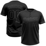 Personalized Unisex Softball Jersey - Black Steel Gray Two-Button Design Personalized Black Black-Steel Gray Two-Button Unisex