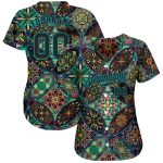 Personalized Black Teal 3D Mandalas Baseball Jersey for Unique Style Personalized Black Black-Teal 3D Mandalas Baseball Jersey