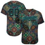 Personalized Black Teal 3D Mandalas Baseball Jersey for Unique Style Personalized Black Black-Teal 3D Mandalas Baseball Jersey