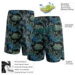 Personalized 3D Whale Fish Basketball Shorts Black Teal Colorful Design Personalized Black Black-Teal 3D Whale And Fish Basketball