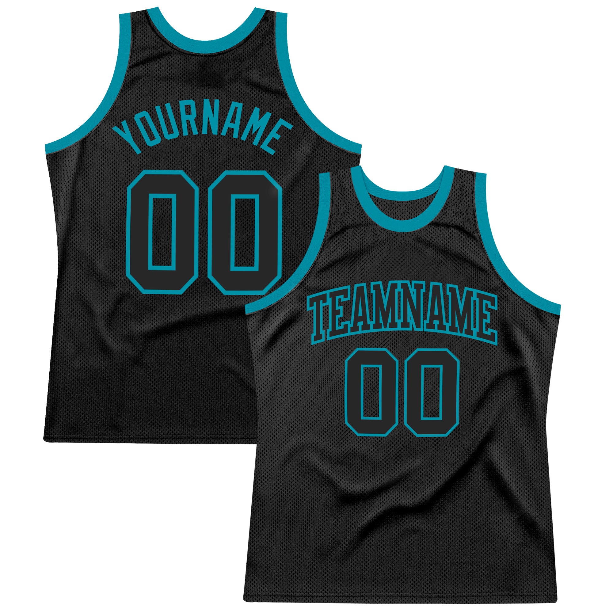 Custom Black-Teal Basketball Jersey with Personalized Name and Number - Authentic Throwback Design Personalized Black Black-Teal