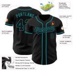 Personalized Black Teal Baseball Jersey for Men - Custom Sports Apparel Personalized Black Black-Teal Baseball Jersey 2