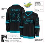 Personalized Black Teal Hockey Jersey Custom Team Apparel for Fans Personalized Black Black-Teal Hockey Jersey