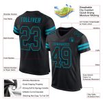 Customizable Black and Teal Mesh Football Jersey - Personalized Team Apparel Personalized Black Black-Teal Mesh Football