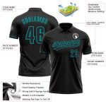 Personalized Black Teal Performance Vapor Golf Polo Shirt for Men Personalized Black Black-Teal Performance Vapor Golf Polo