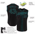 Personalized Black Teal Sleeveless Baseball Jersey for Men and Women Personalized Black Black-Teal Sleeveless Baseball Jersey