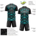 Personalized Black and Teal Soccer Jersey Uniform for Kids and Adults Personalized Black Black-Teal Sublimation Soccer Uniform