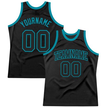 Personalized Black Teal Basketball Jersey - Throwback Style NBA Jersey Personalized Black Black-Teal Throwback Basketball