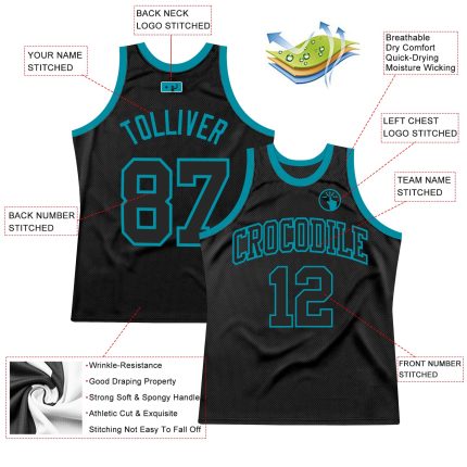 Personalized Black Teal Basketball Jersey - Throwback Style NBA Jersey Personalized Black Black-Teal Throwback Basketball