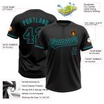 Personalized Black Teal Two-Button Unisex Softball Jersey - Custom Sport Apparel Personalized Black Black-Teal Two-Button