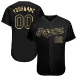 Customizable Authentic Black Vegas Gold Baseball Jersey with Personalized Name and Number Personalized Black Black-Vegas