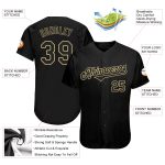 Personalized Black Baseball Jersey with Vegas Gold Accents - Custom Sports Apparel Personalized Black Black-Vegas Gold Baseball