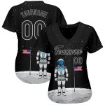 Custom 3D Astronaut Baseball Jersey for Kids - Black and White Design, Perfect Gift Personalized Black Black-White 3D Astronaut