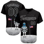 Custom 3D Astronaut Baseball Jersey for Kids - Black and White Design, Perfect Gift Personalized Black Black-White 3D Astronaut