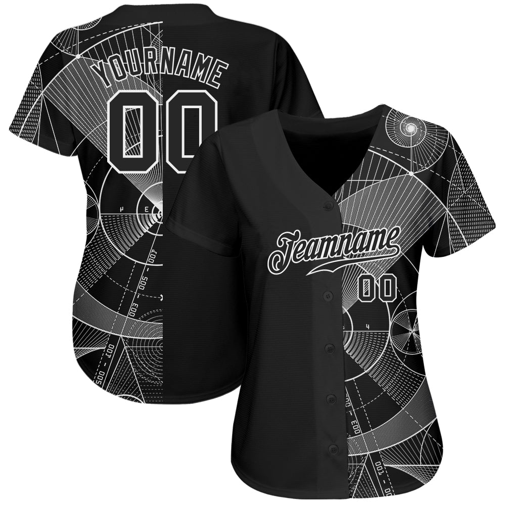 Personalized Black and White 3D Geometry Baseball Jersey for Men and Women Personalized Black Black-White 3D Geometry Baseball - Image 3