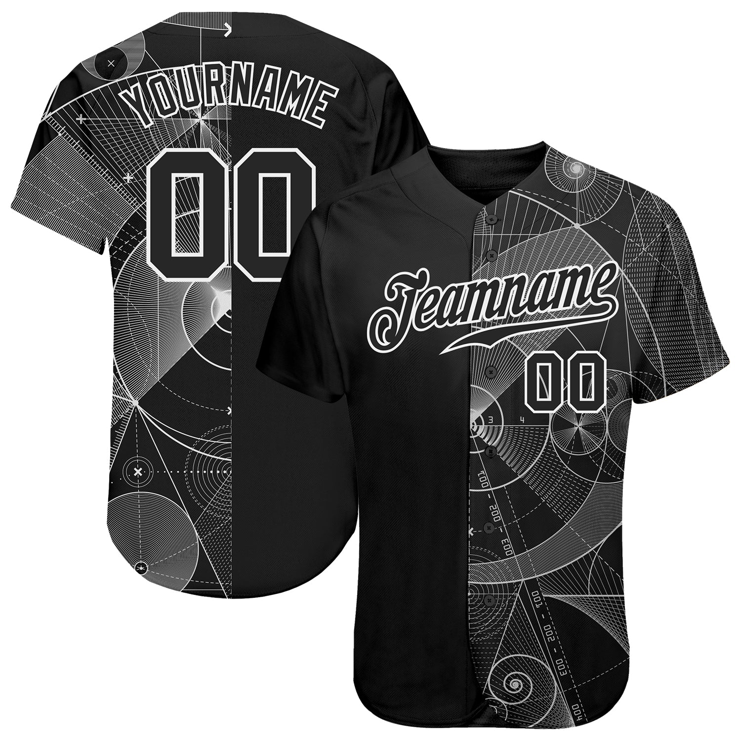 Personalized 3D Pattern Black and White Baseball Jersey with Custom Name and Number - Authentic Team Apparel Personalized