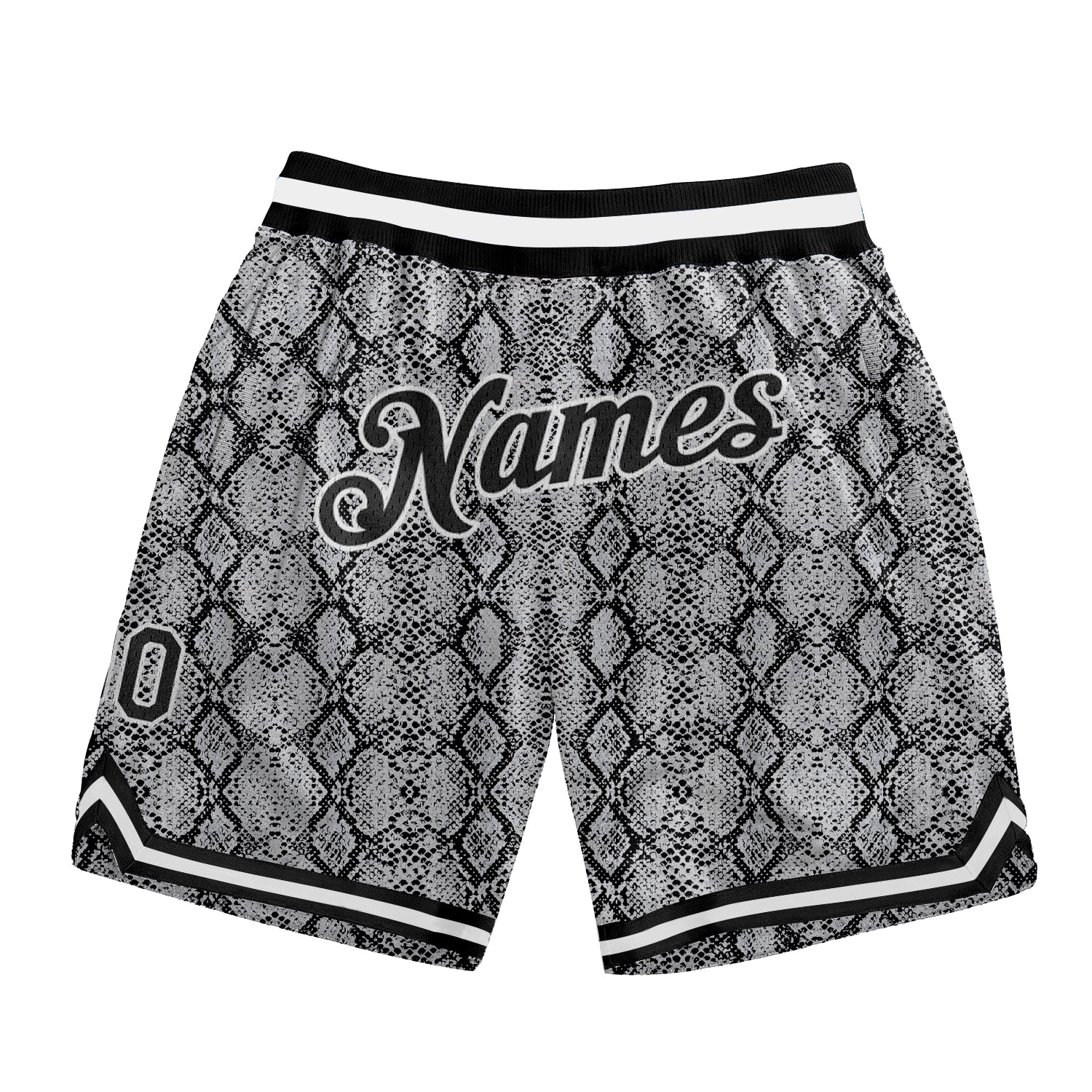 Custom Snakeskin Basketball Shorts with 3D Pattern, Personalized Name & Number, Black-White Design for Teams Personalized