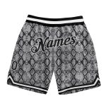 Personalized 3D Snakeskin Basketball Shorts Black White for Men Personalized Black Black-White 3D Snakeskin Basketball Shorts
