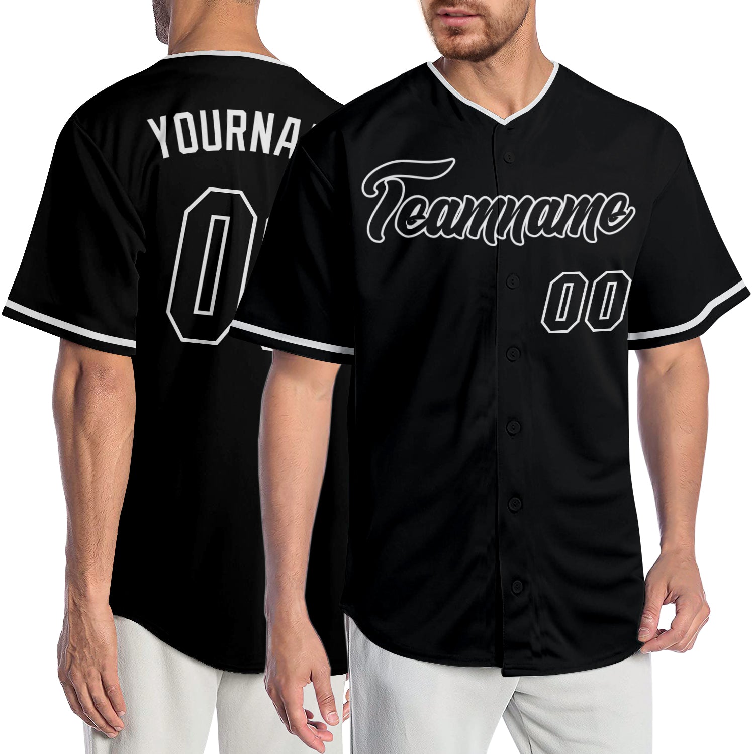 Personalized Authentic Baseball Jersey - Black and White Design, Customizable Personalized Black Black-White Authentic Baseball