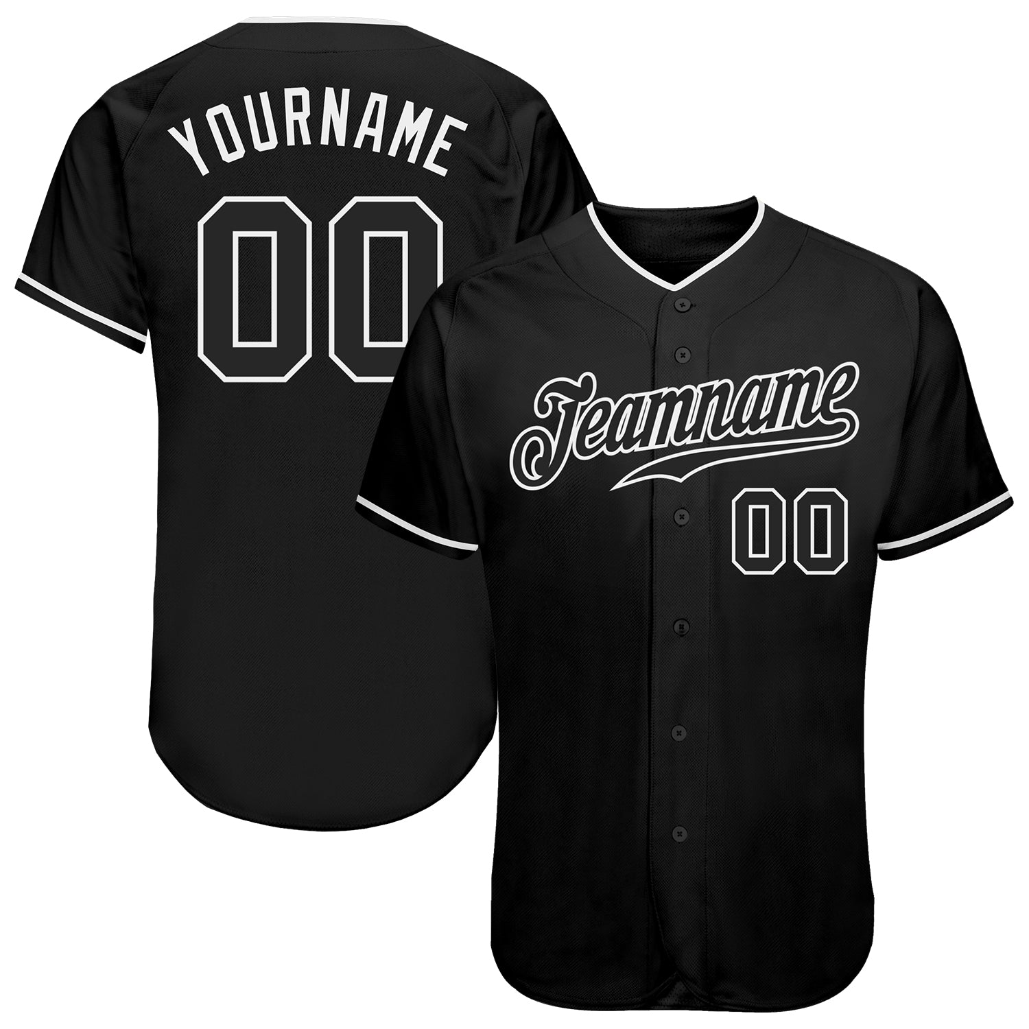 Custom Name and Number Baseball Jersey - Personalized Black and White Authentic Team Jersey Personalized Black Black-White