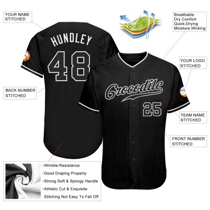 Custom Authentic Black-White Softball Jersey with Personalized Name & Number - Team Apparel Personalized Black Black-White