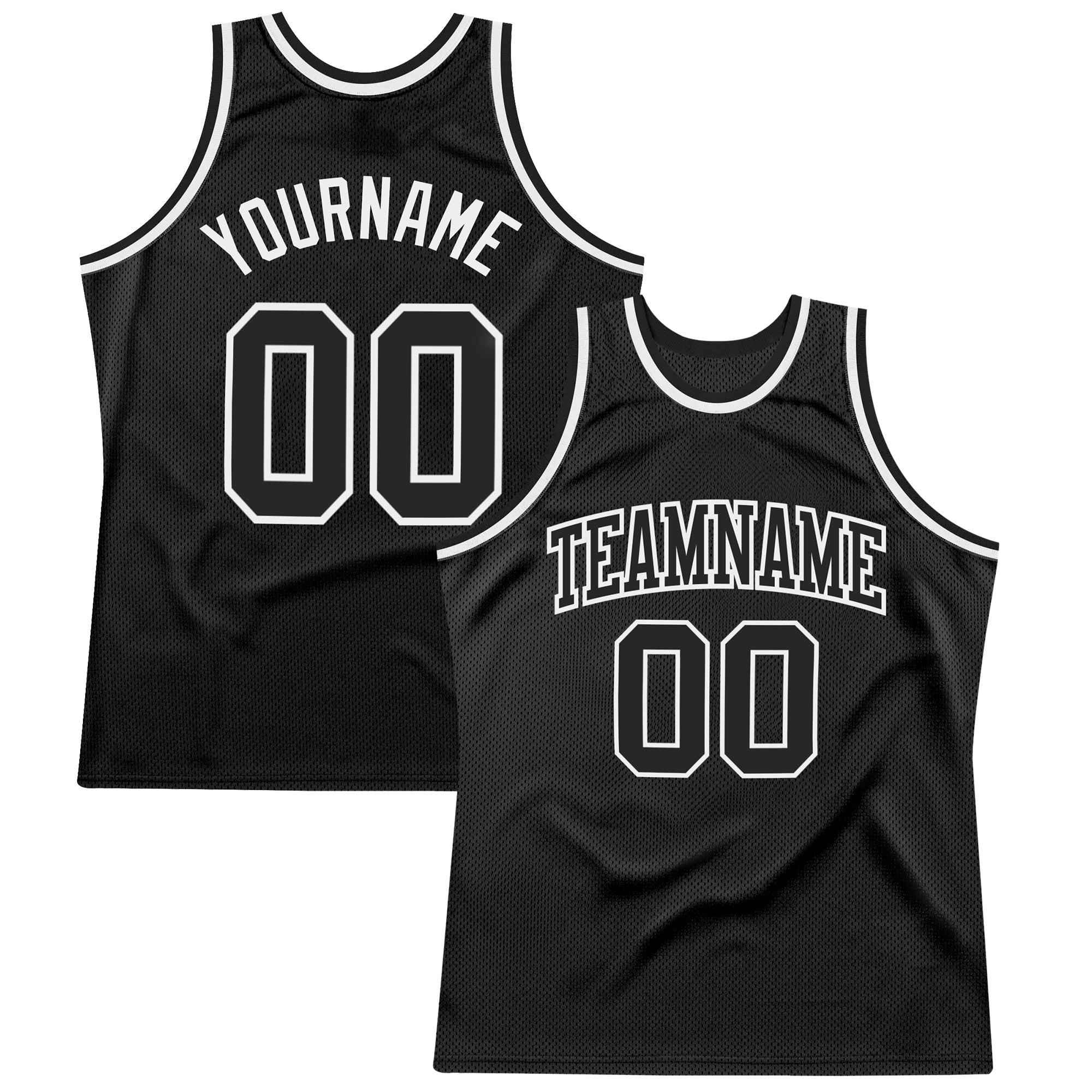 Personalized Black and White Throwback Basketball Jersey - Authentic Basketball Gear Personalized Black Black-White Authentic